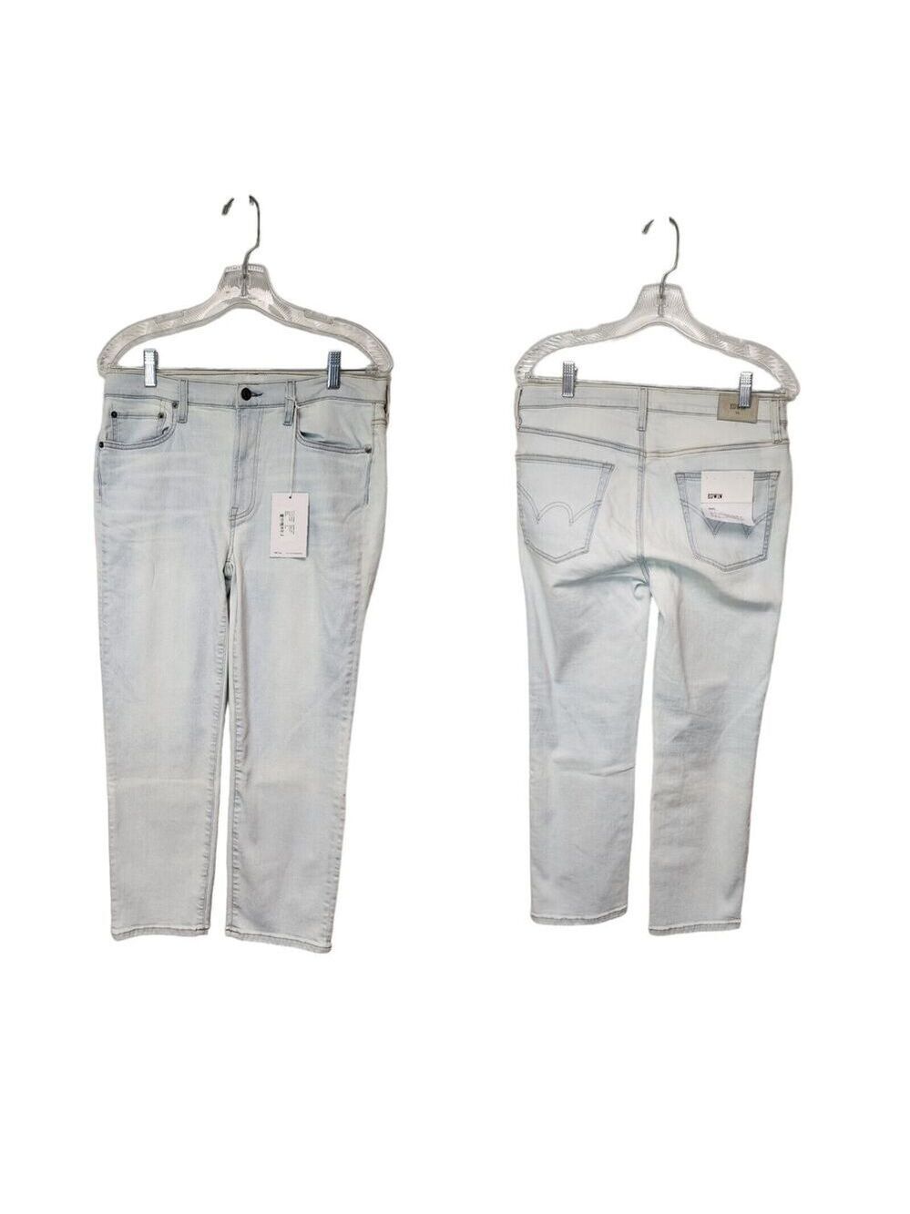 Edwin Maddox Cropped Slim Jeans Light Blue Size 30